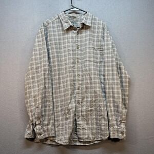 Eddie Bauer Shirt Mens XLT Gray Plaid Flannel Button Front Long Sleeve Casual